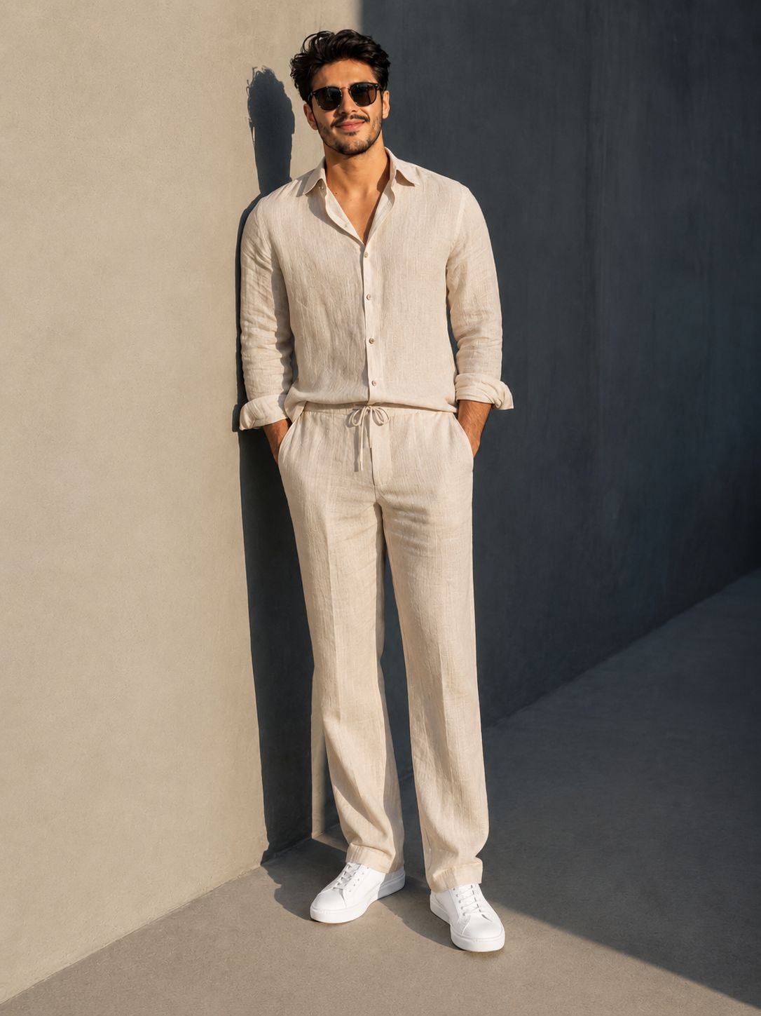 CalmForm Shirt & Bottom Set Of Linen,Luxury And Style