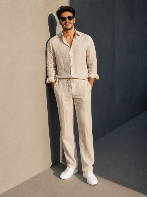 CalmForm Shirt & Bottom Set Of Linen,Luxury And Style