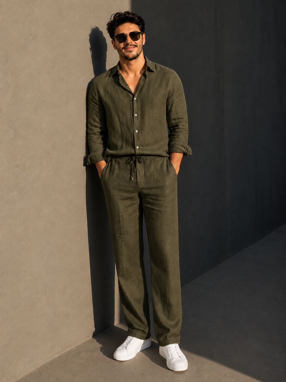 CalmForm Shirt & Bottom Set Of Linen,Luxury And Style