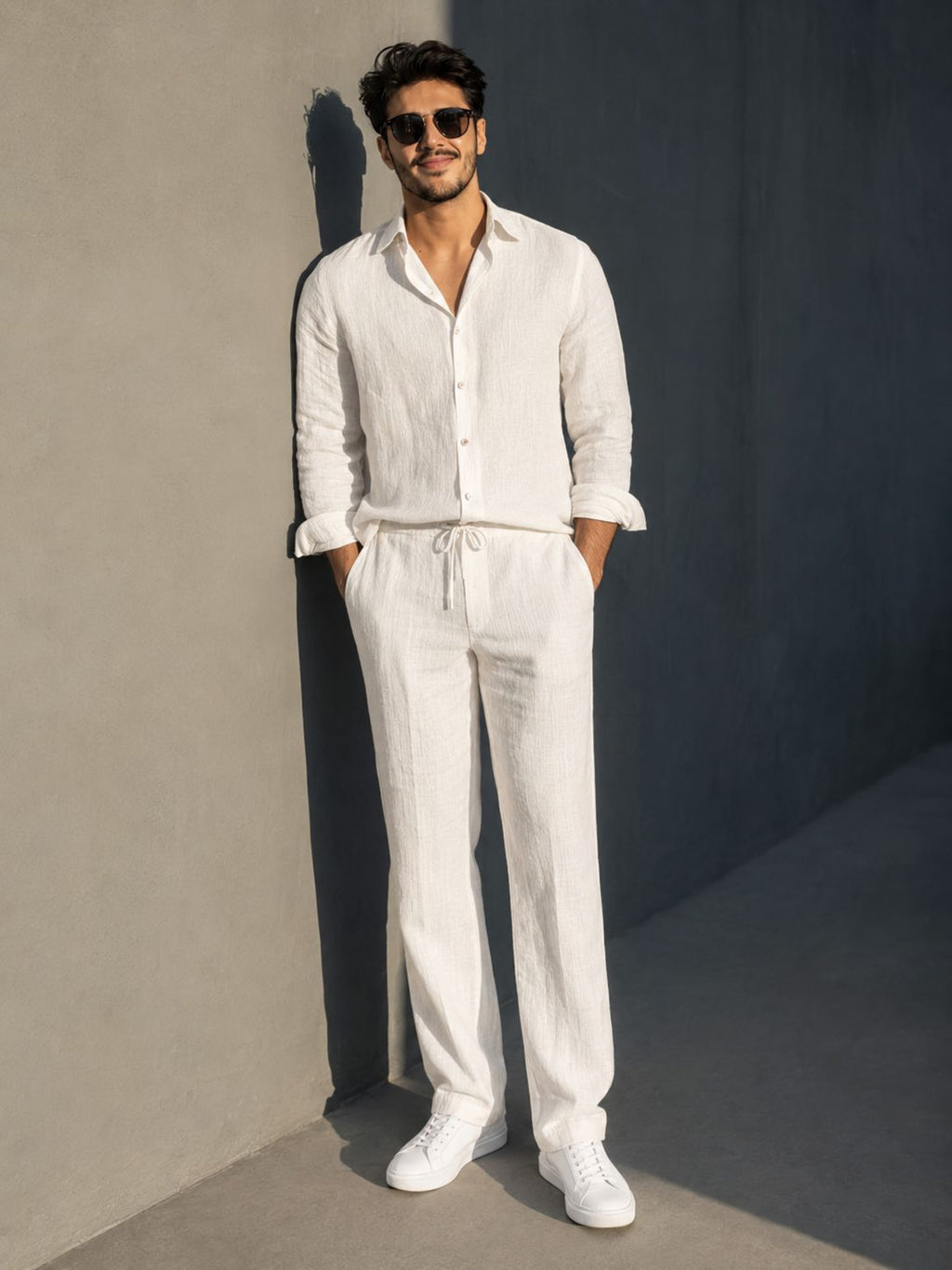 CalmForm Shirt & Bottom Set Of Linen,Luxury And Style