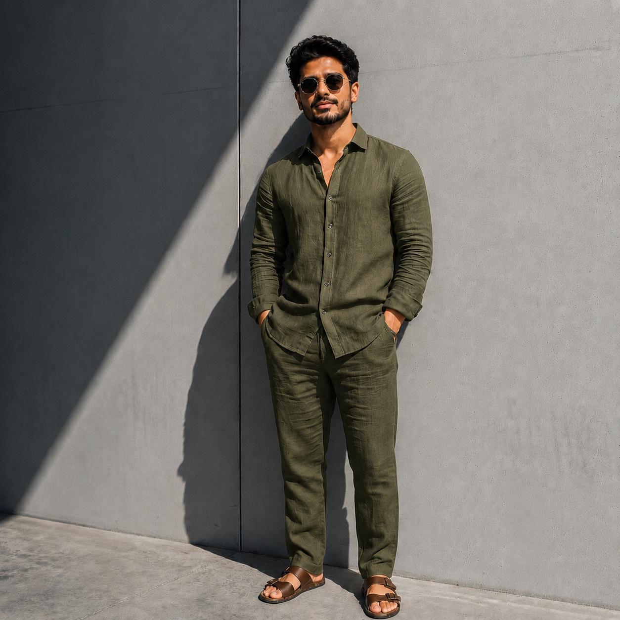 Geville Shirt & Bottom Set Of Linen, Luxury And Style