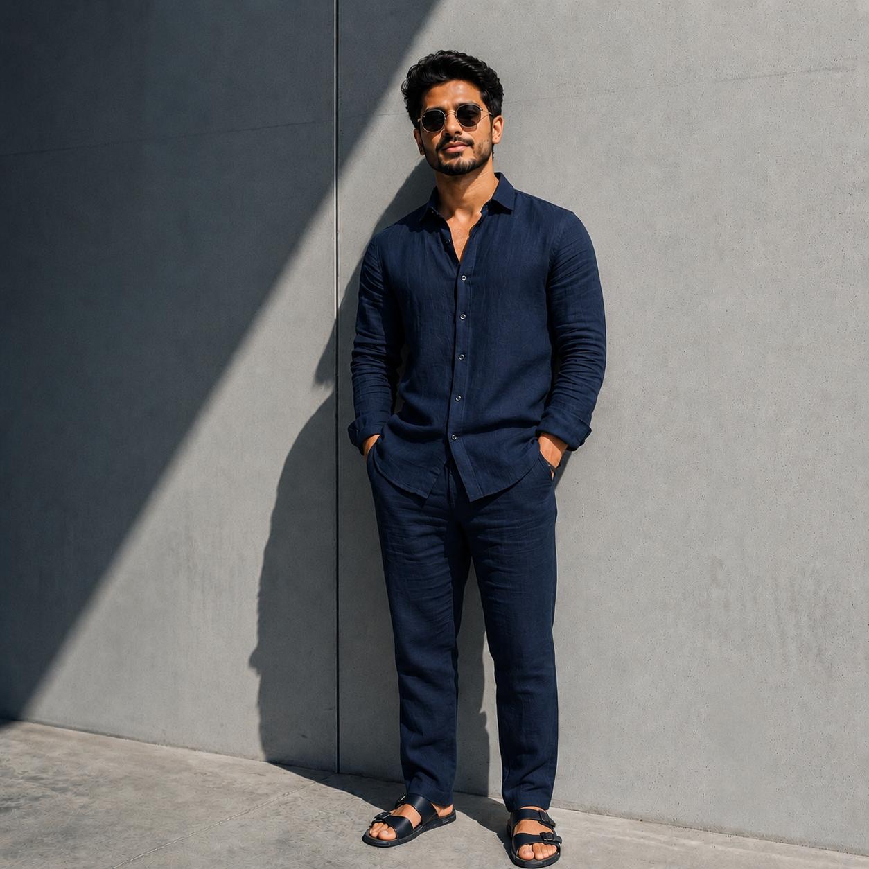 Geville Shirt & Bottom Set Of Linen, Luxury And Style