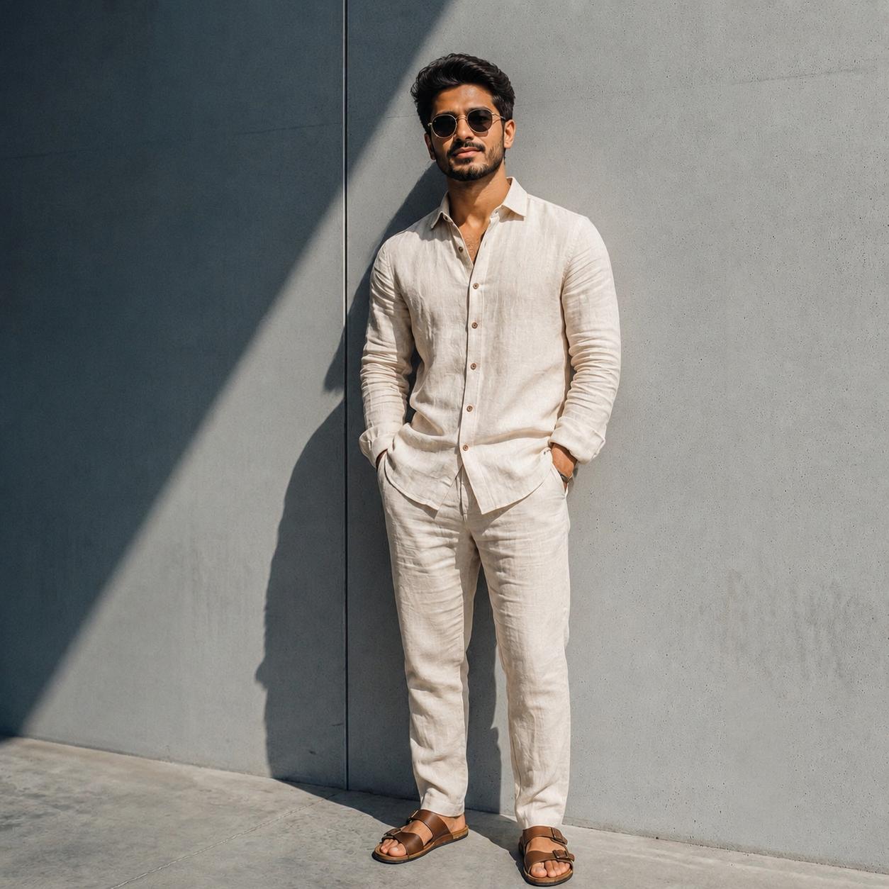 Geville Shirt & Bottom Set Of Linen, Luxury And Style