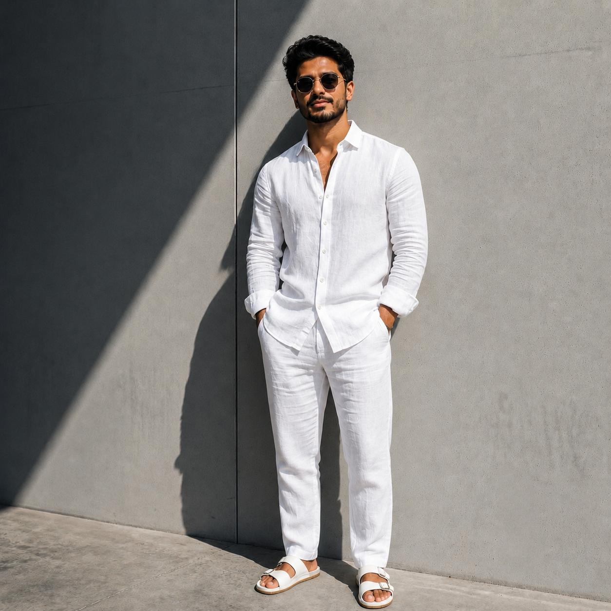 Geville Shirt & Bottom Set Of Linen, Luxury And Style