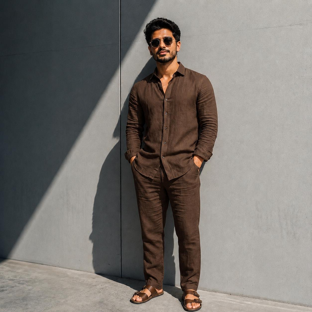Geville Shirt & Bottom Set Of Linen, Luxury And Style